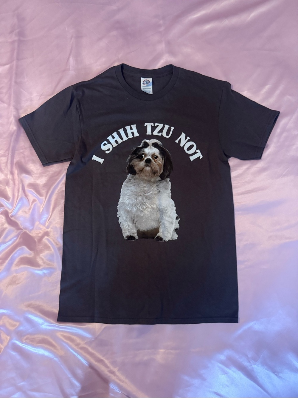 Gray 'I Shih Tzu Not' Dog Graphic T-Shirt